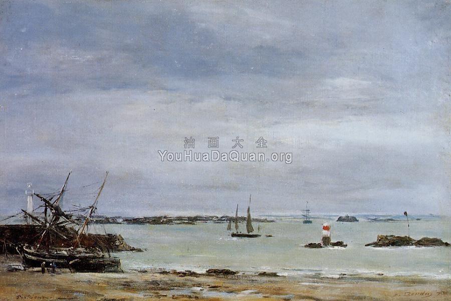 Portreiux, the Port at Low Tide - 尤金·布丹